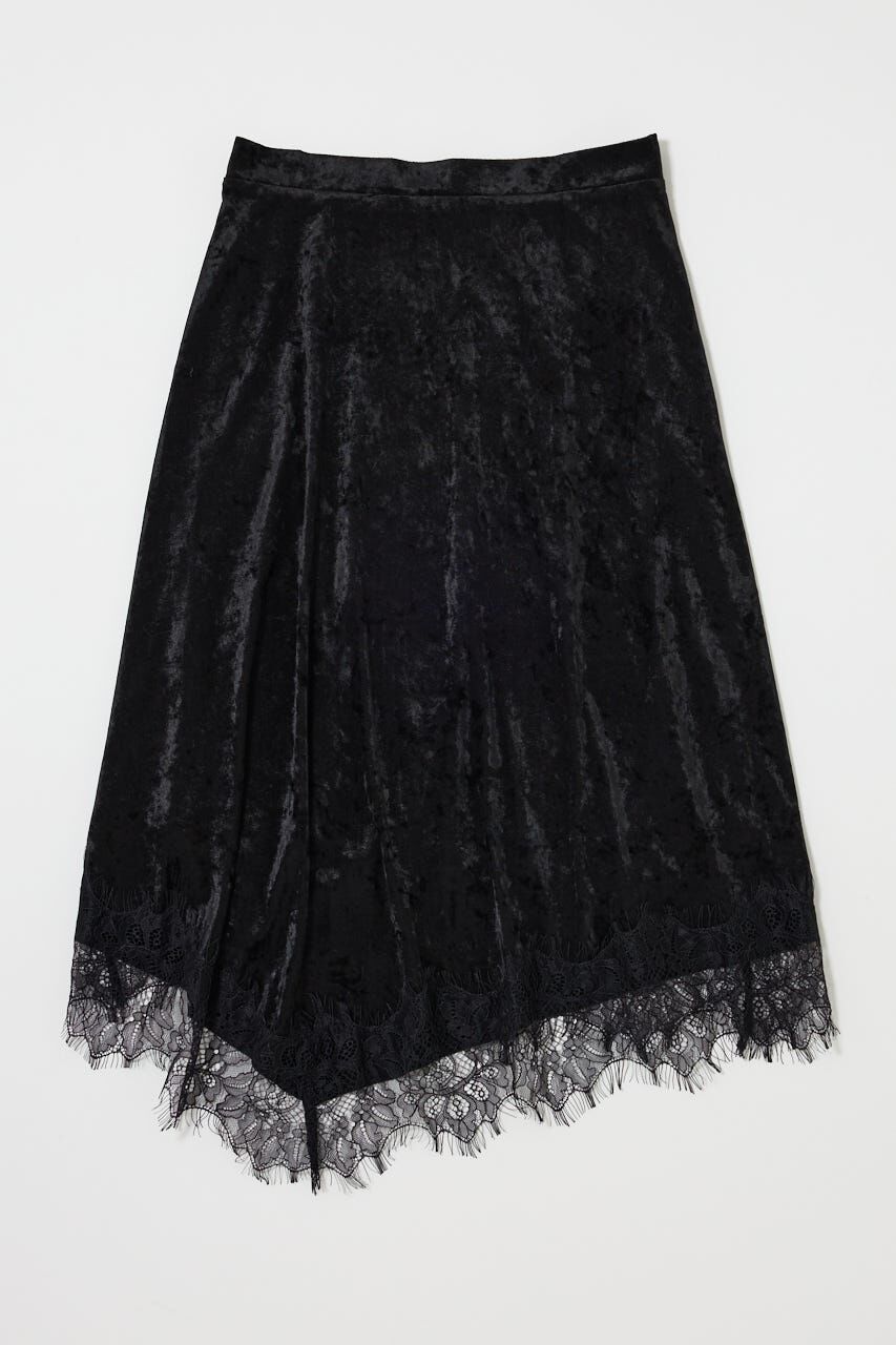 MOUSSY「LACE TRIM VELVET スカート」|スカート|