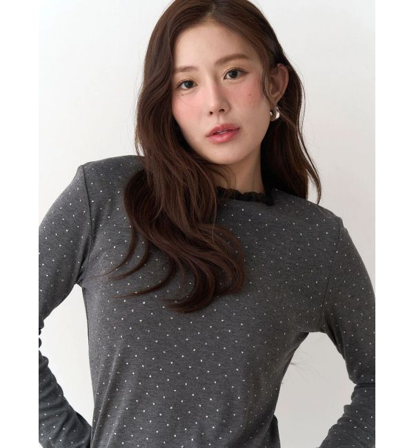 CALNAMUR「ラメドットフレアスリーブトップス」|Tシャツ・カットソー|