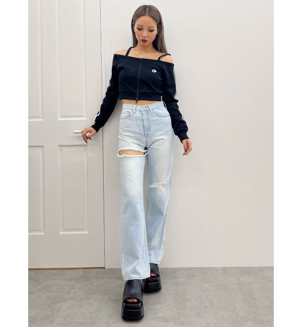 GYDA「GD track 2ラインオフショルトップス」|Tシャツ・カットソー|