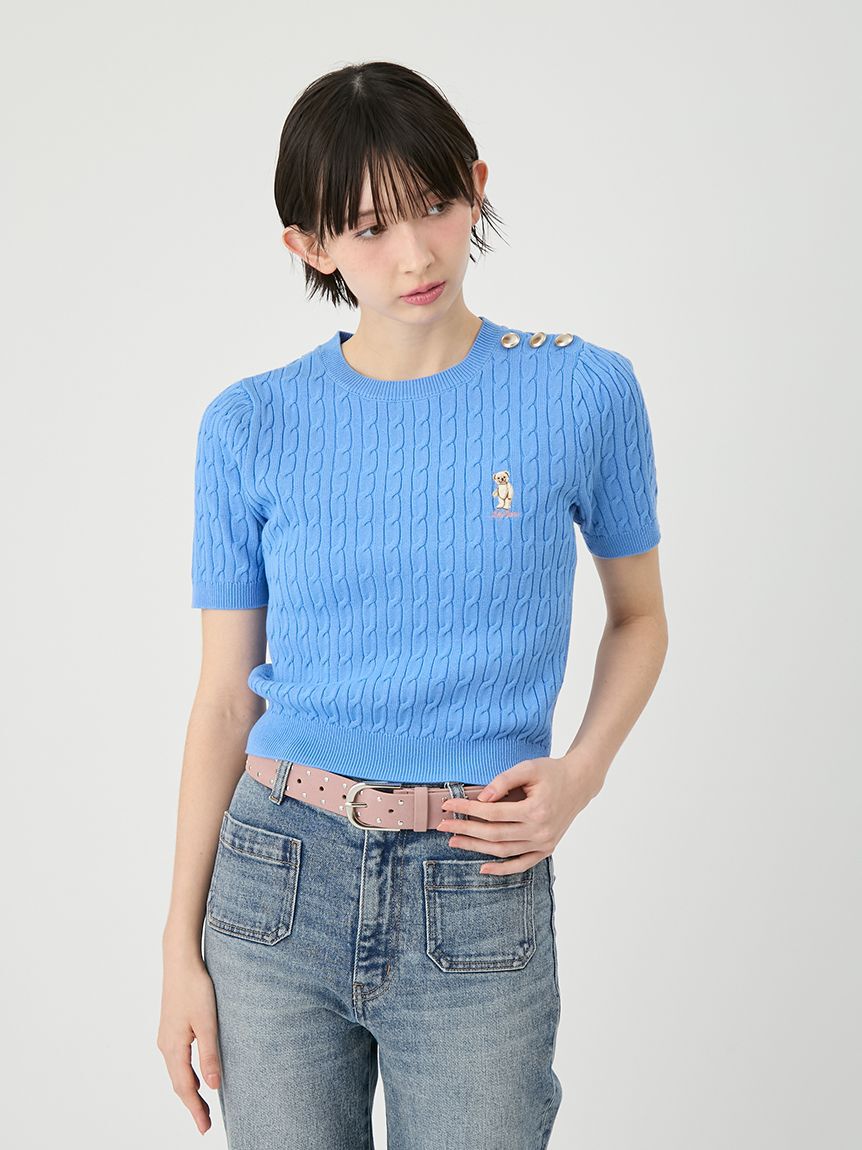 LILY BROWN「【Lily Bear】サイドボタンケーブルニット」|ニット・セーター|BLU