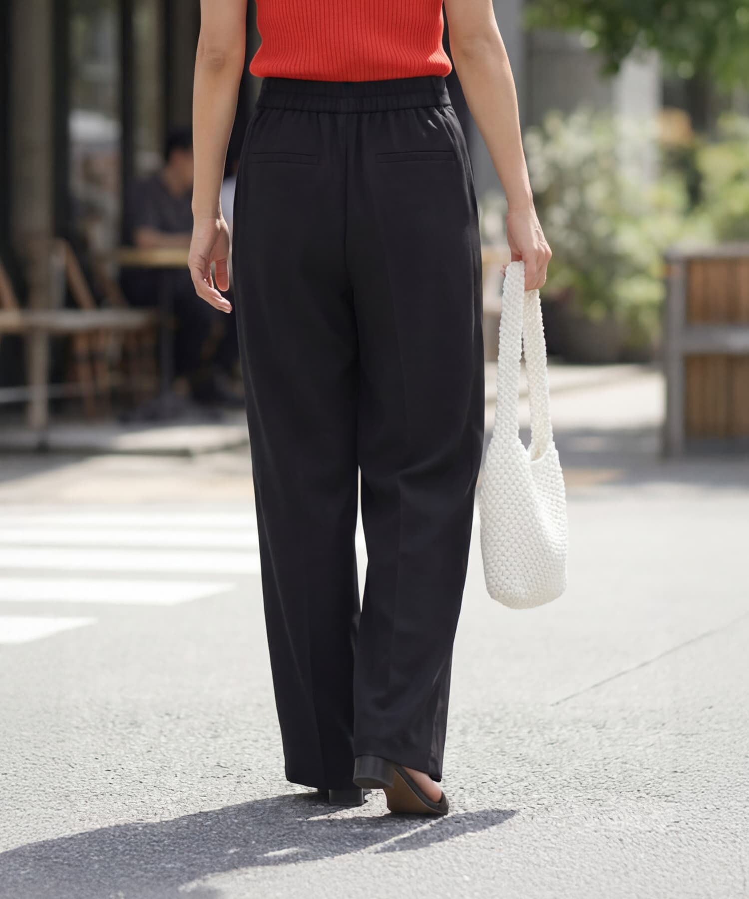 STYLE DELI「サラッと涼感ストレートタックパンツ68cm」|スラックス|