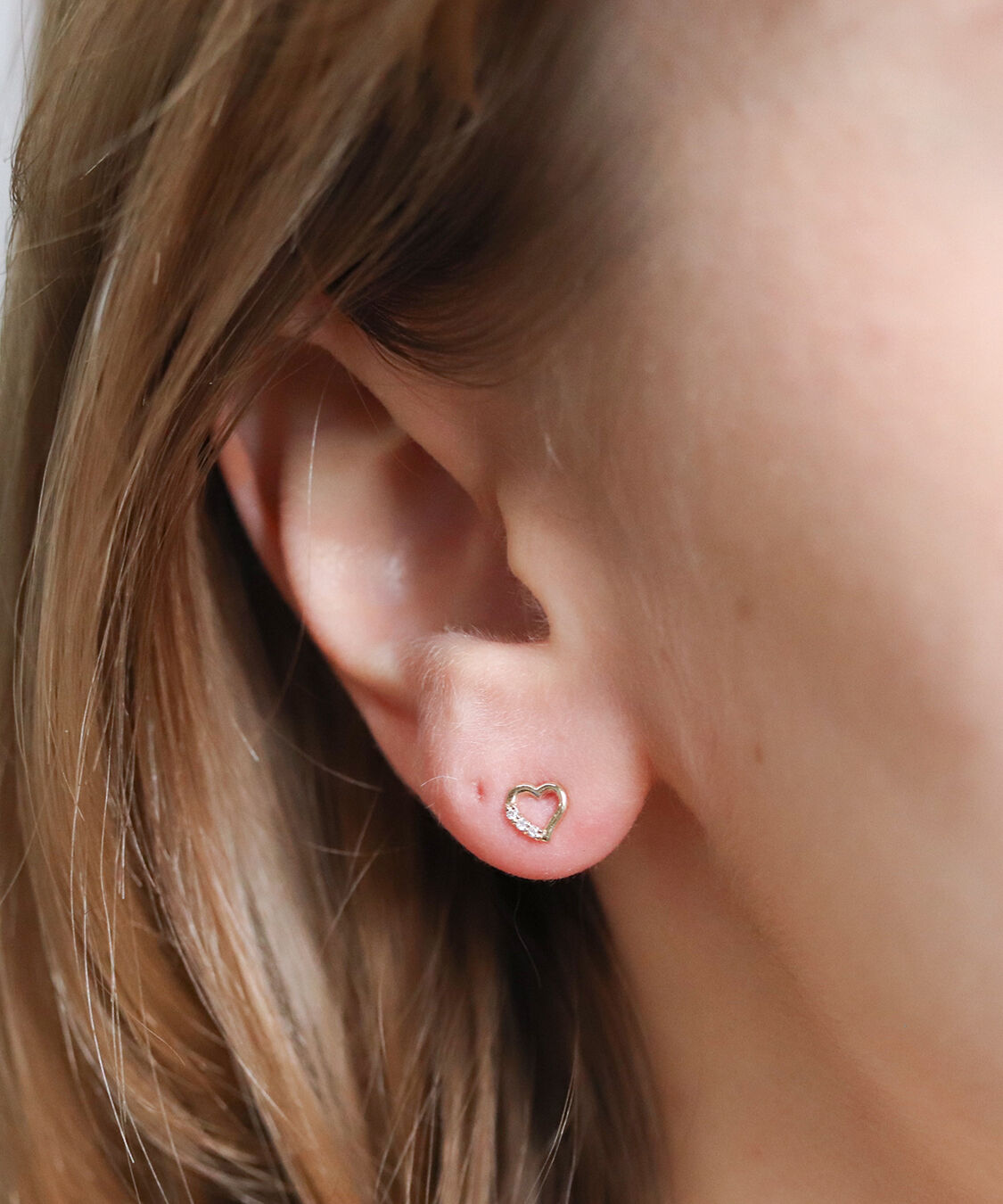  「ダイヤモンド ハート ピアス | K10YG」|ピアス|