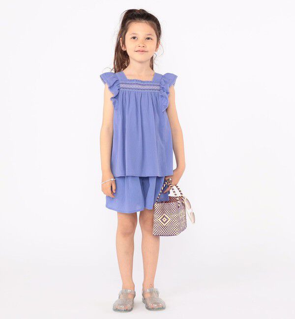 SHIPS KIDS「SHIPS KIDS:100～130cm / スモッキング フリル ブラウス」|シャツ・ブラウス|
