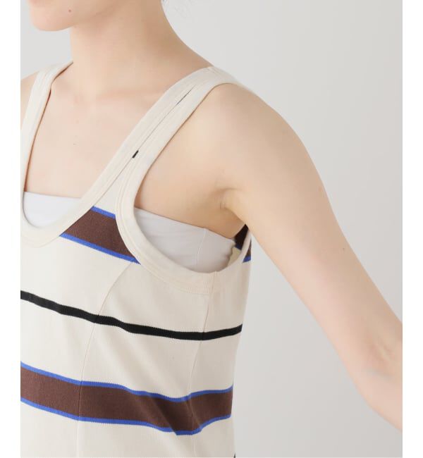  「TanC TOKYO PIQUE BORDER TANK ROMPERS TC26A-011：ボディスーツ」|タンクトップ|