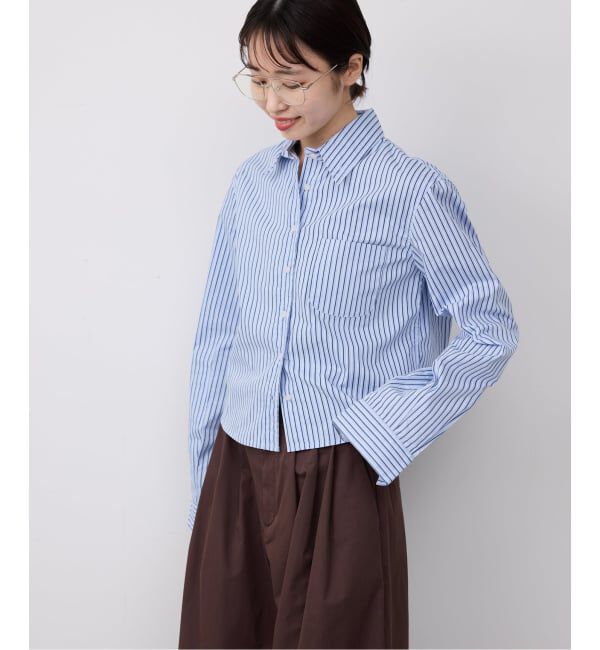 SLOBE IENA「GREEN BUTTER/グリーンバター Stripe Cotton Shirt」|シャツ・ブラウス|