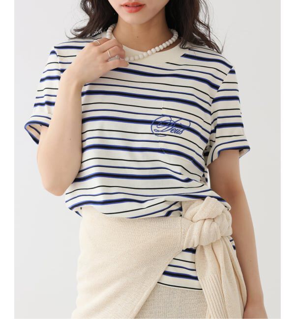SLOBE IENA「DEUS/デウスエクスマキナ Pierre Stripe Tee」|Tシャツ・カットソー|ナチュラル
