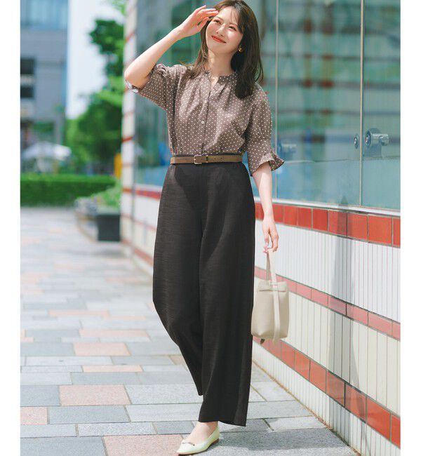 23区「【CanCam・VERY掲載】リネンライクグロッシー ワイドパンツ」|その他|