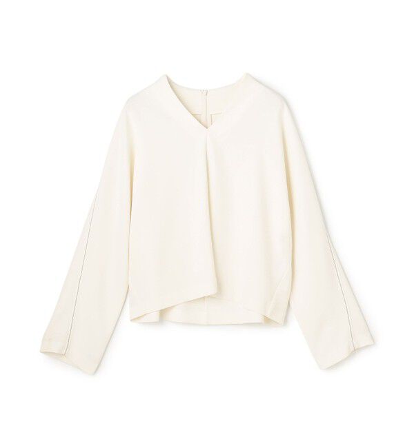 BEIGE,「【人気シリーズ】RUE / ドライタッチVネック配色ステッチブラウス」|シャツ・ブラウス|