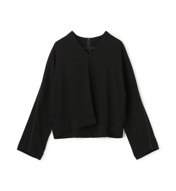 BEIGE,「【人気シリーズ】RUE / ドライタッチVネック配色ステッチブラウス」|シャツ・ブラウス|