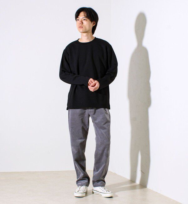 GLOSTER「【あったか快適なのに上品見え】コール裏フリースストレッチイージーパンツ」|チノ|