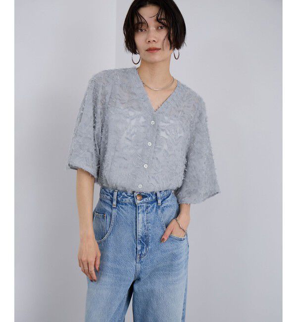 SALON adam et rope'「【WEB限定】フラワーカットジャガードブラウス」|シャツ・ブラウス|