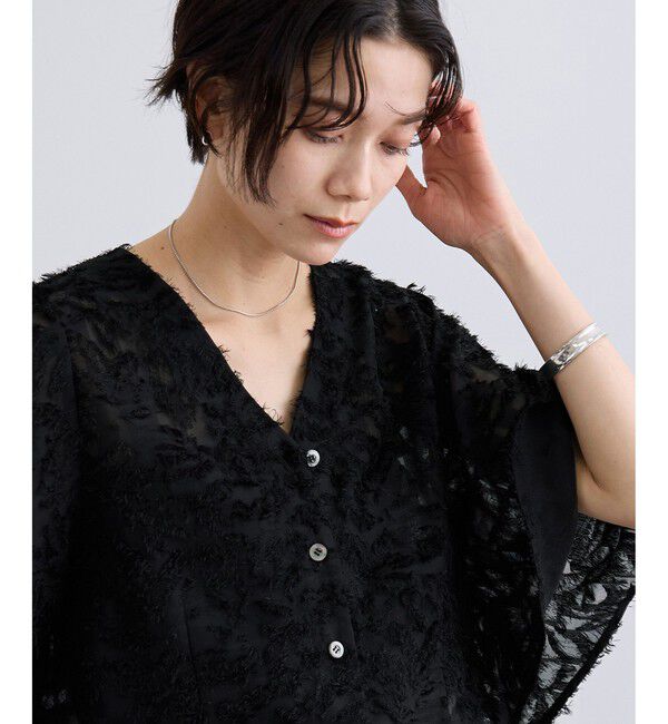 SALON adam et rope'「【WEB限定】フラワーカットジャガードブラウス」|シャツ・ブラウス|