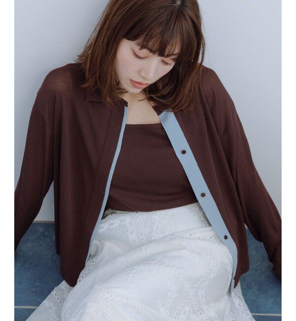 Rope&rsquo;Picnic「【2点セット】配色デザインカーディガン&インナーアンサンブル/イージーケア」|カーディガン|