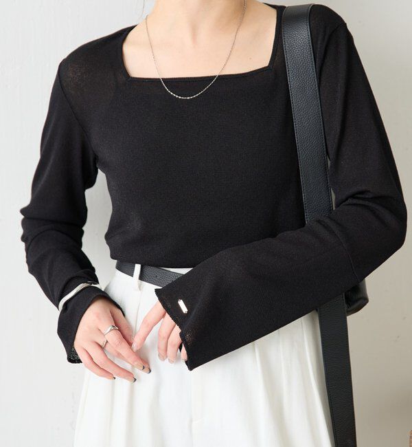  「【追加販売/1枚でもインナーでも着られる】シアーラメリブスクエアカットソー」|Tシャツ・カットソー|