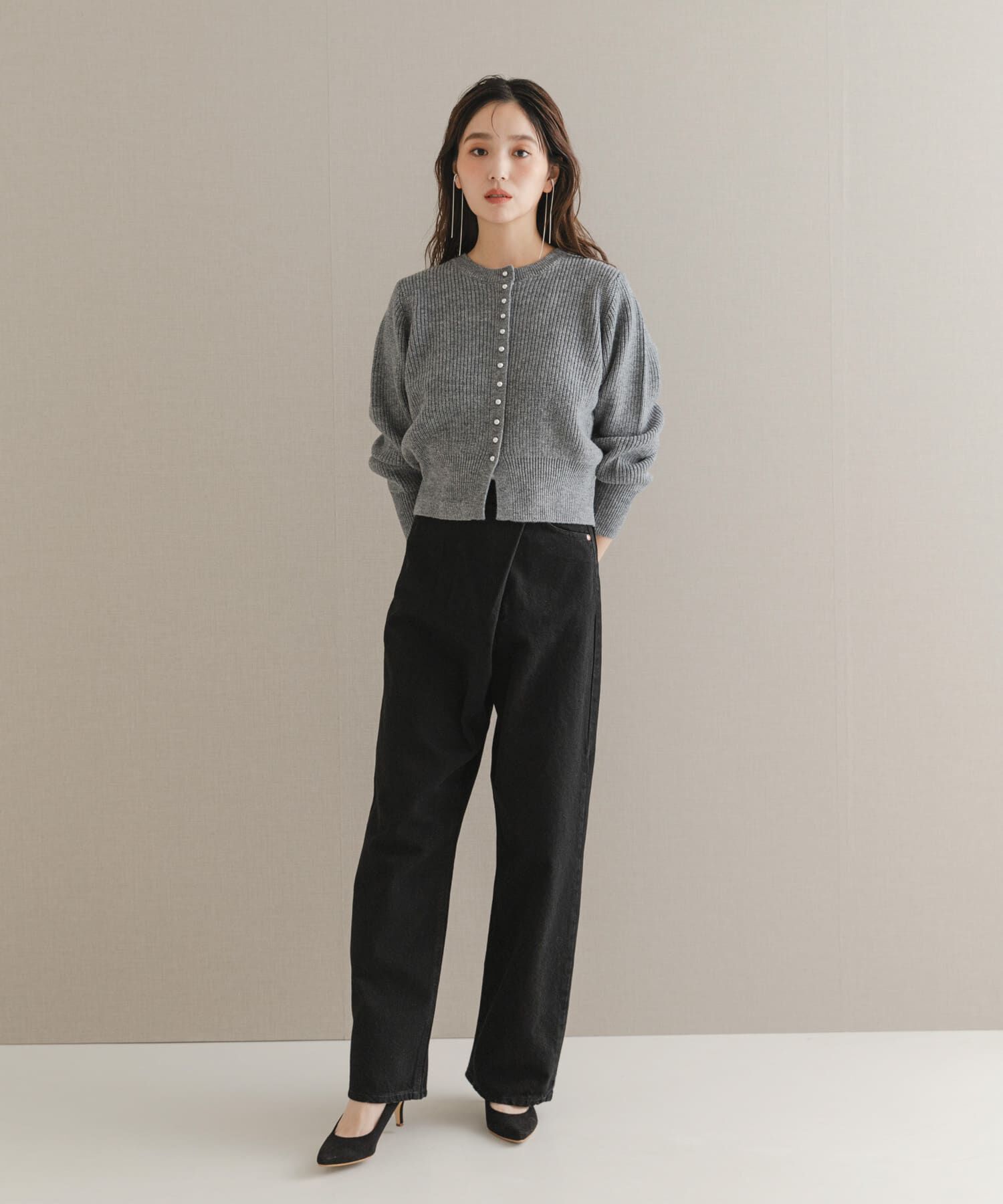 URBAN RESEARCH ROSSO「ボタンデザインニットプルオーバー」|カーディガン|
