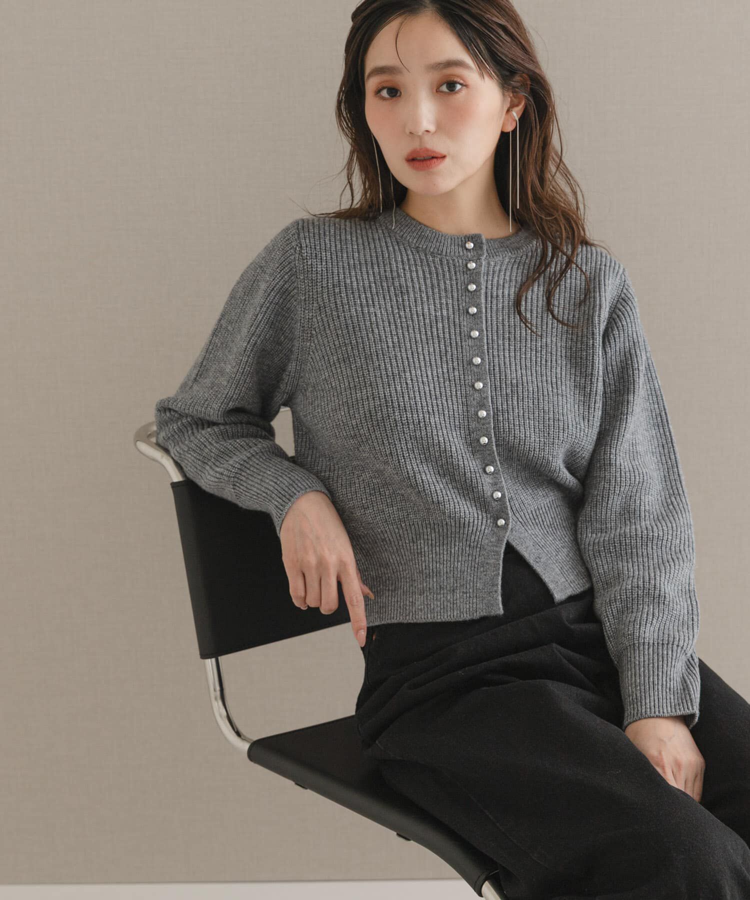 URBAN RESEARCH ROSSO「ボタンデザインニットプルオーバー」|カーディガン|