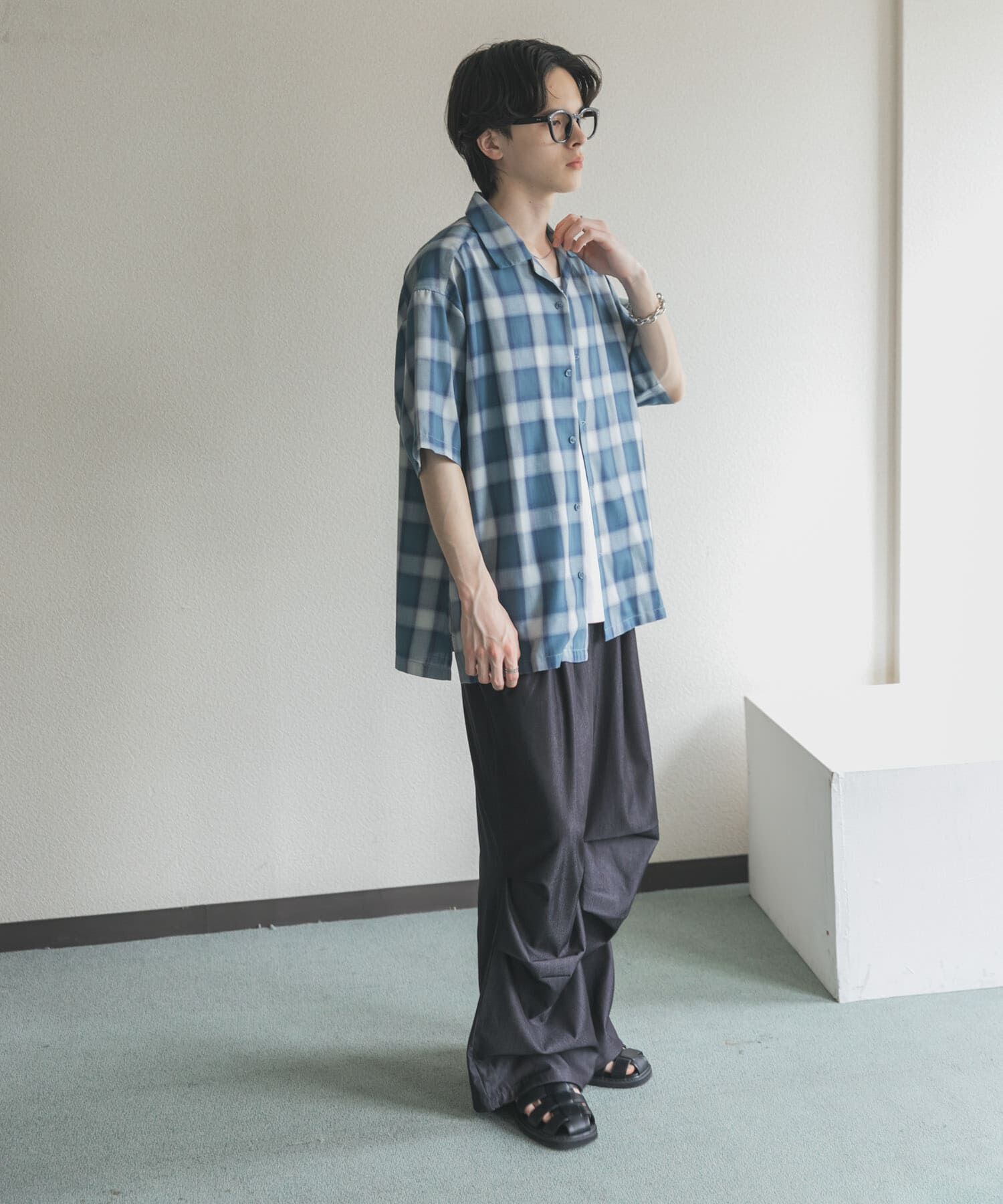 SENSE OF PLACE by URBAN RESEARCH「オンブレーチェックオープンカラーショートスリーブシャツ」|シャツ・ブラウス|