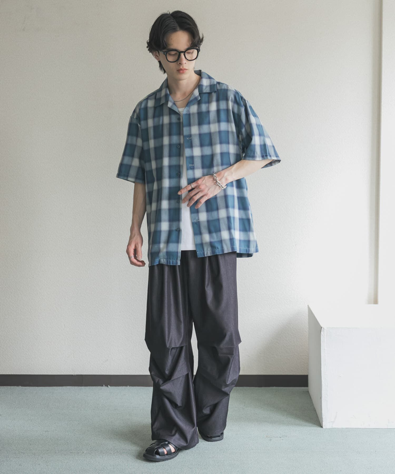 SENSE OF PLACE by URBAN RESEARCH「オンブレーチェックオープンカラーショートスリーブシャツ」|シャツ・ブラウス|