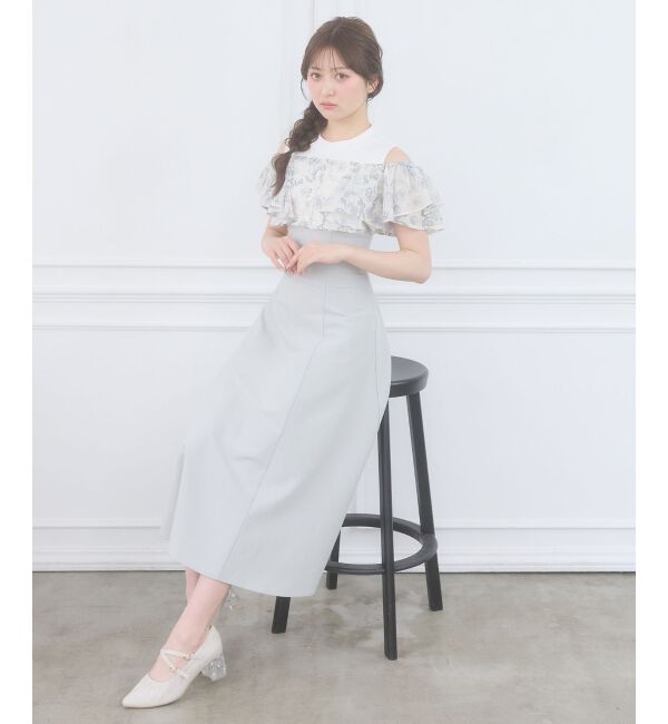  「ウエストきゅっとフリルフレアワンピ」|ワンピース|