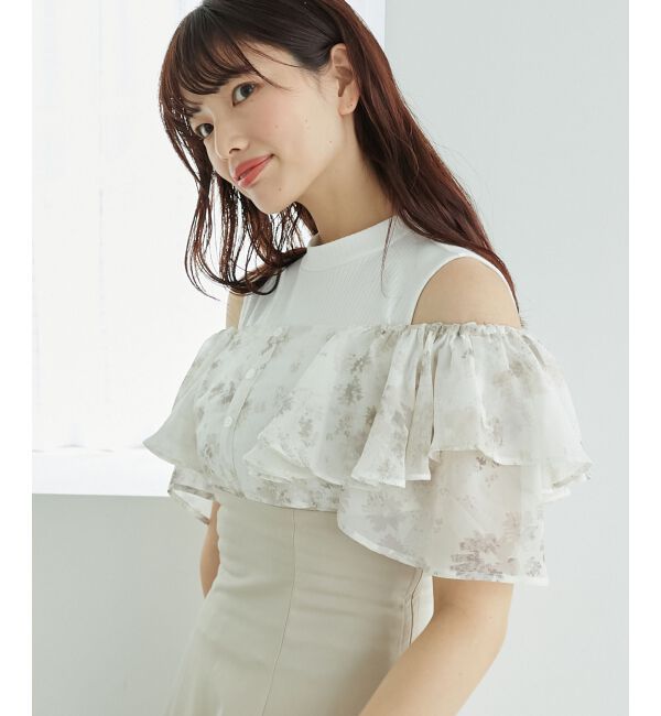  「ウエストきゅっとフリルフレアワンピ」|ワンピース|