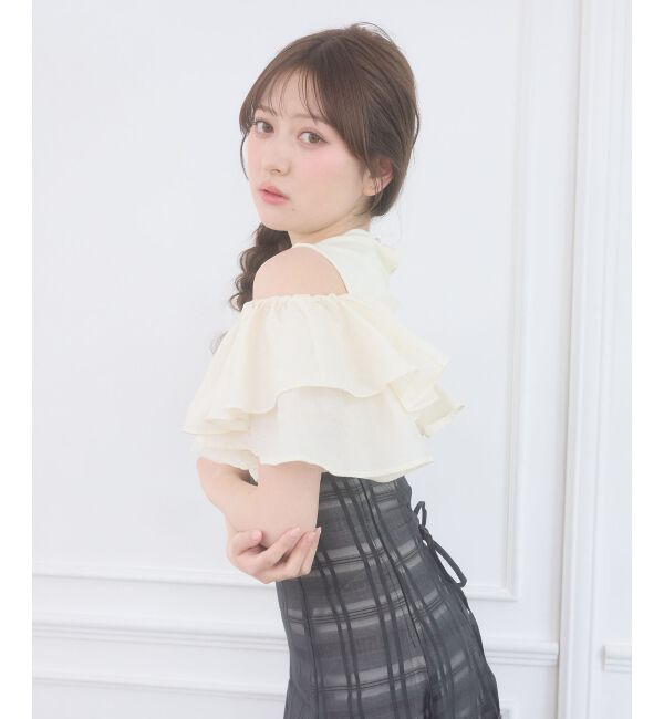  「ウエストきゅっとフリルフレアワンピ」|ワンピース|