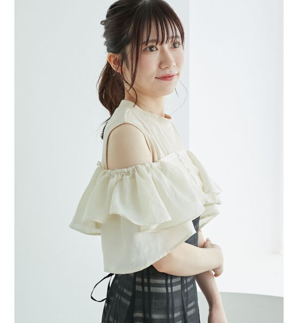  「ウエストきゅっとフリルフレアワンピ」|ワンピース|