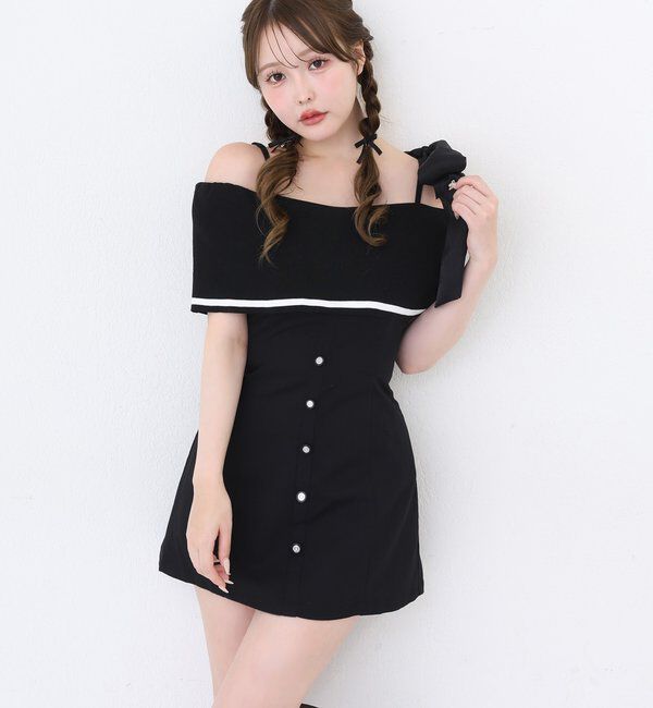  「【Osoroi  Collection】ビッグリボンミニワンピース」|ワンピース|ブラック
