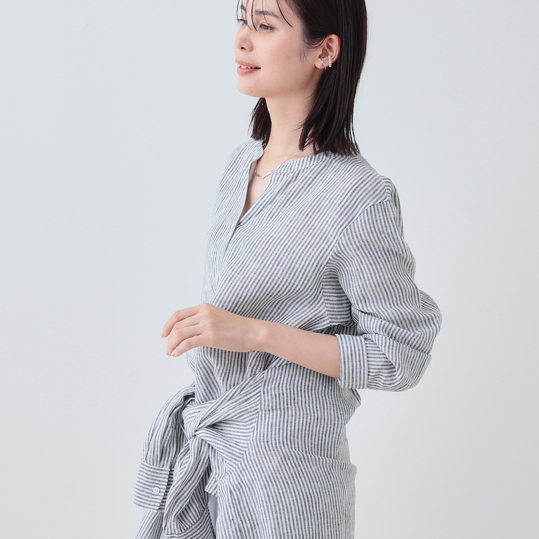INDIVI「【洗える】フレンチリネンシャツ」|シャツ・ブラウス|