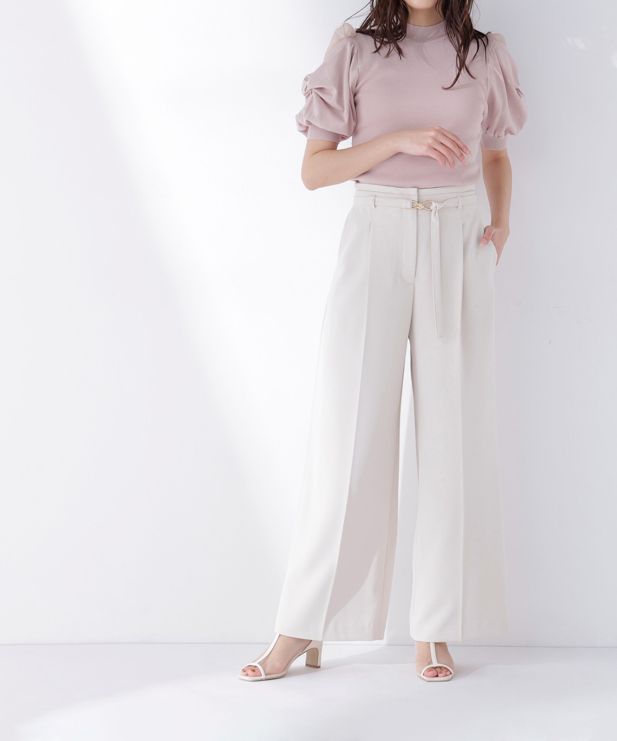  「＜骨格ウェーブ＞ハイウエストベルテッドパンツ」|その他|