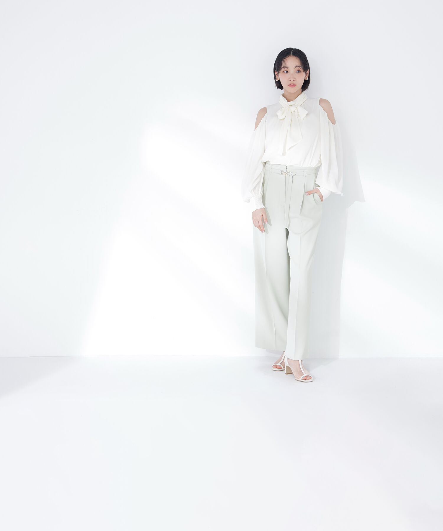  「＜骨格ウェーブ＞ハイウエストベルテッドパンツ」|その他|ペールグリー