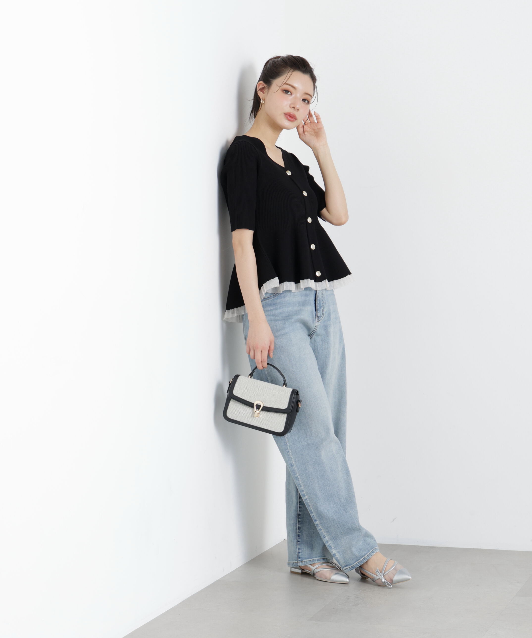 PROPORTION BODY DRESSING「部分シアーペプラムニット」|ニット・セーター|