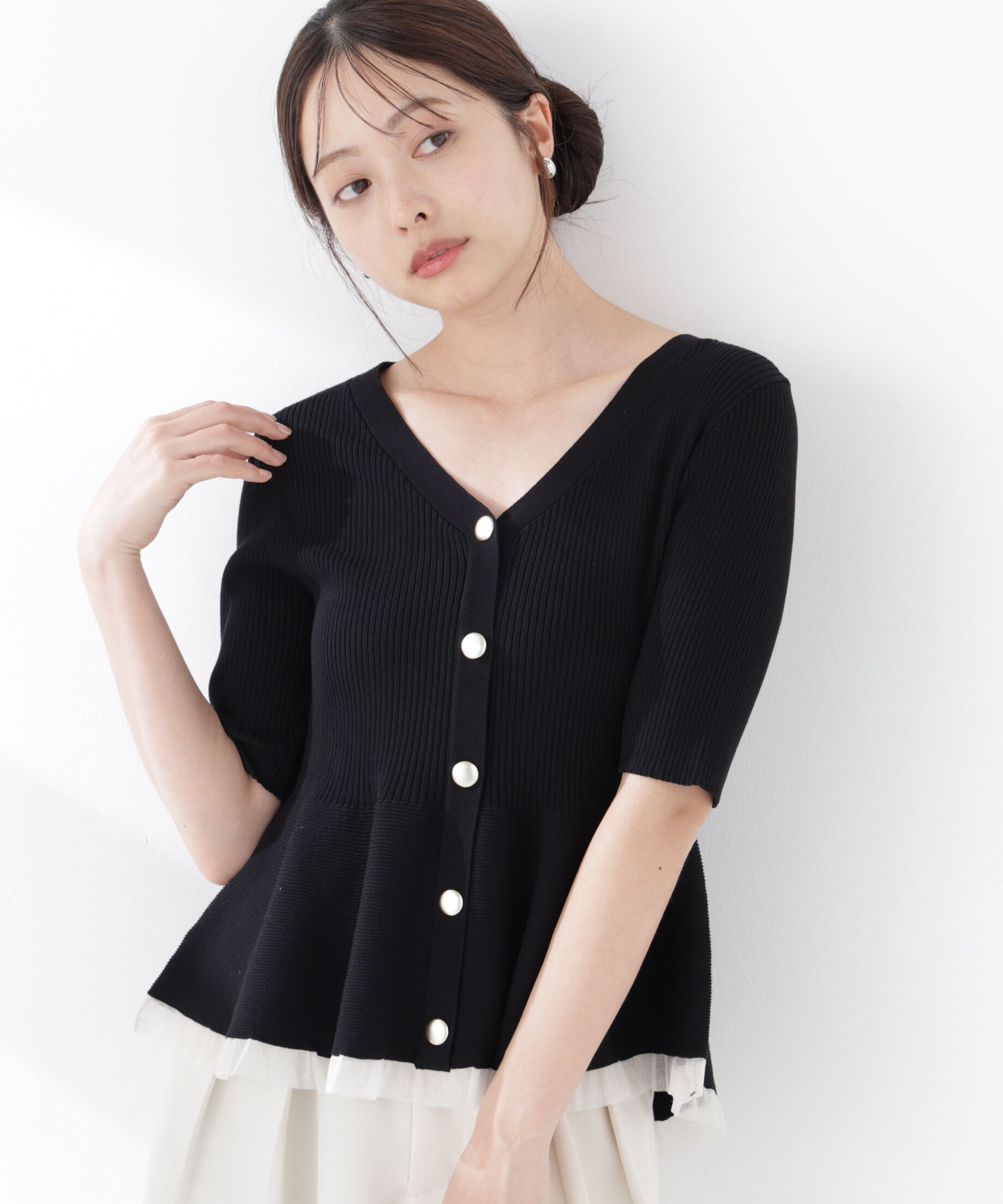 PROPORTION BODY DRESSING「部分シアーペプラムニット」|ニット・セーター|