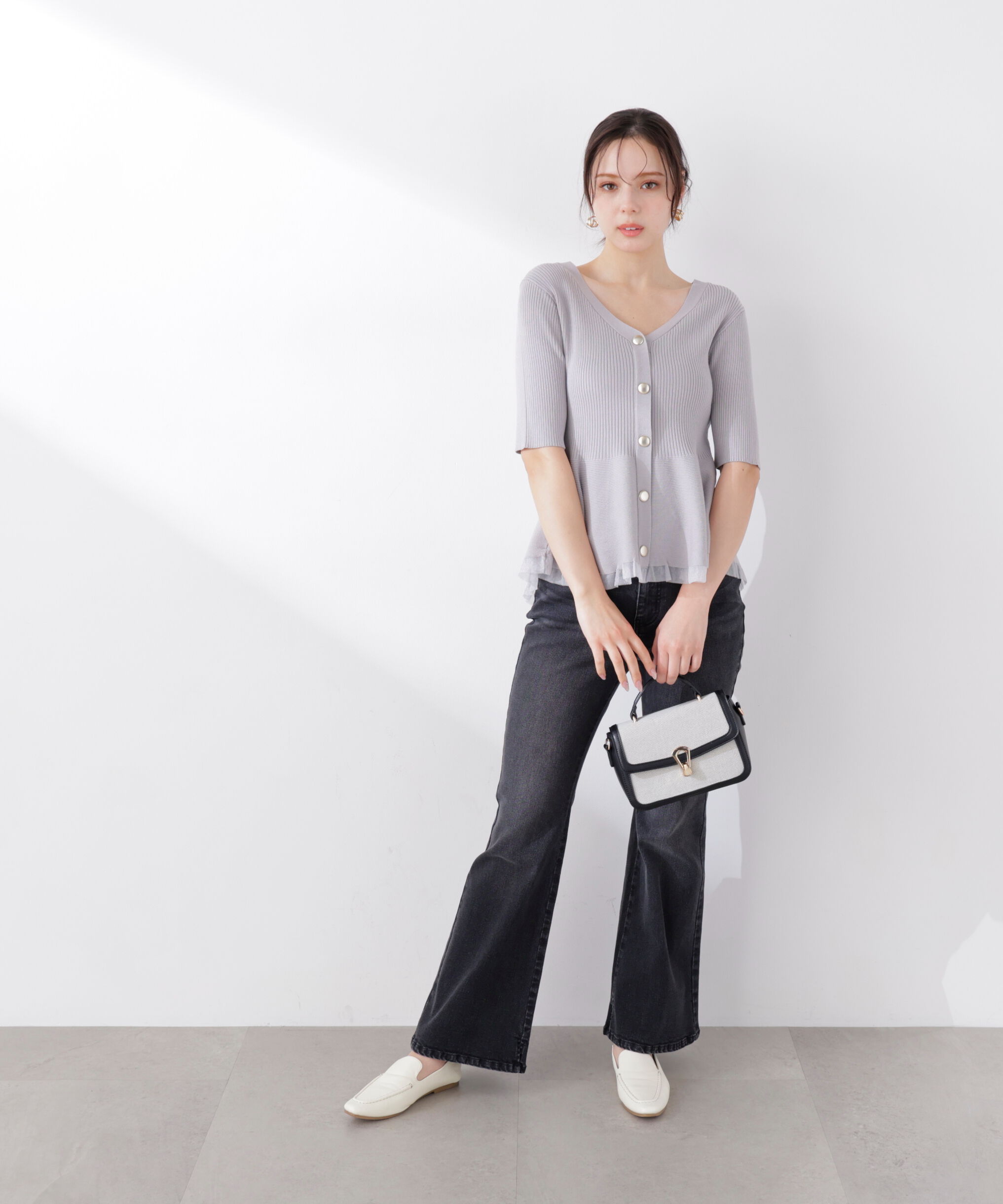 PROPORTION BODY DRESSING「部分シアーペプラムニット」|ニット・セーター|