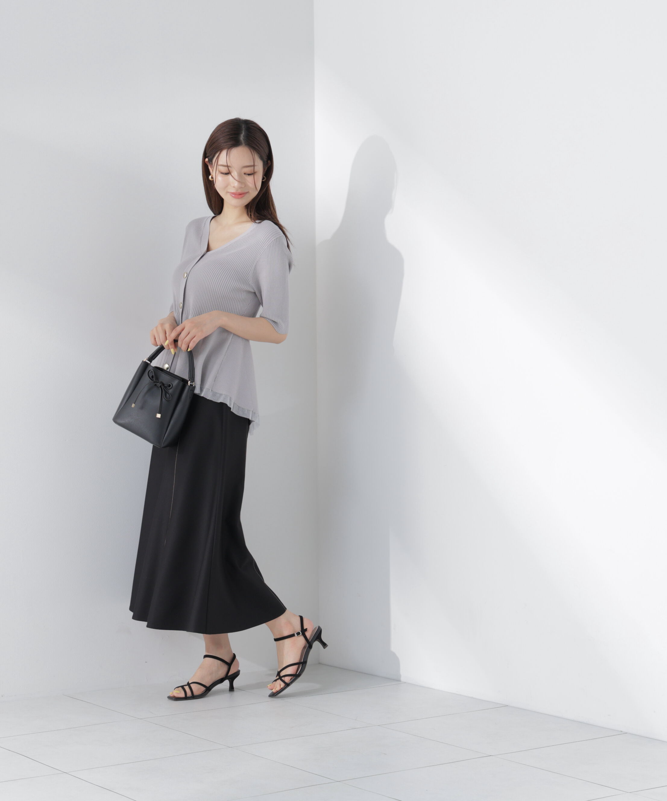 PROPORTION BODY DRESSING「部分シアーペプラムニット」|ニット・セーター|