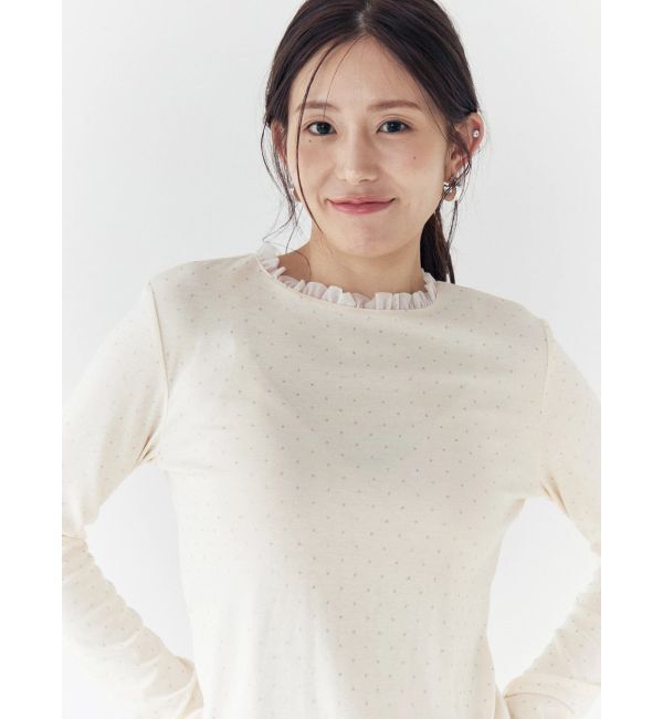 CALNAMUR「ラメドットフレアスリーブトップス」|Tシャツ・カットソー|