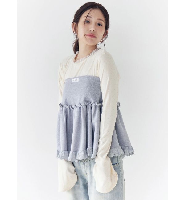 CALNAMUR「ラメドットフレアスリーブトップス」|Tシャツ・カットソー|