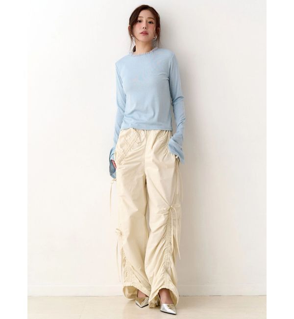 CALNAMUR「ラメドットフレアスリーブトップス」|Tシャツ・カットソー|