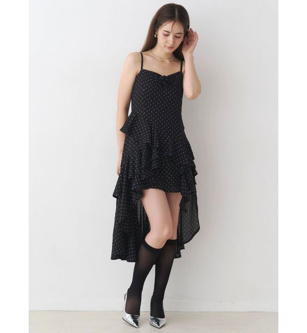 CALNAMUR「ローズドットフリルワンピース」|ワンピース|ブラック