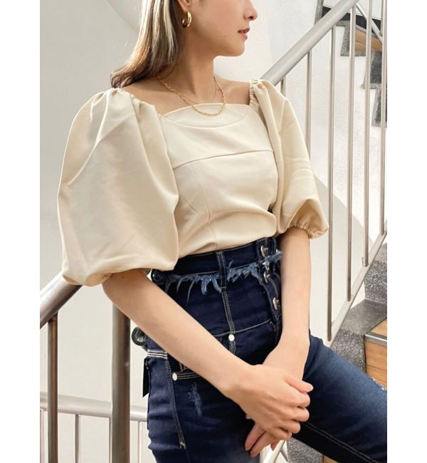 EMODA「ボリュームスリーブコンパクトトップ」|Tシャツ・カットソー|