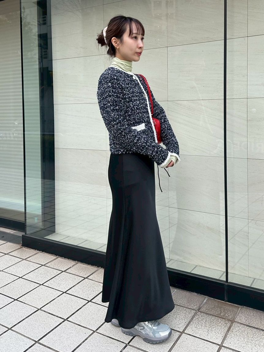 emmi atelier「ツイードライクニットジャケット」|ノーカラージャケット|