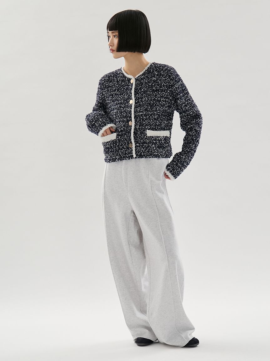 emmi atelier「ツイードライクニットジャケット」|ノーカラージャケット|