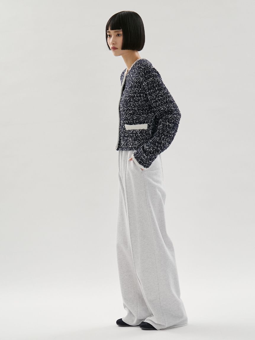 emmi atelier「ツイードライクニットジャケット」|ノーカラージャケット|