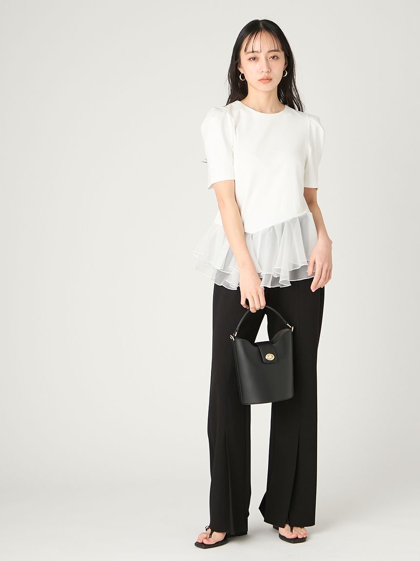 FRAY I.D「シアーペプラムカットトップス／ウォッシャブル」|Tシャツ・カットソー|