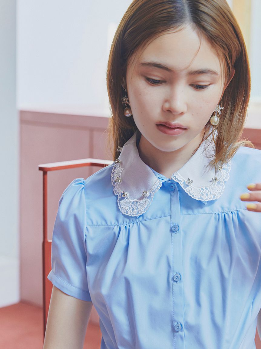 LILY BROWN「[L.B CANDY STOCK]ビジューリボンパールピアス」|ピアス|