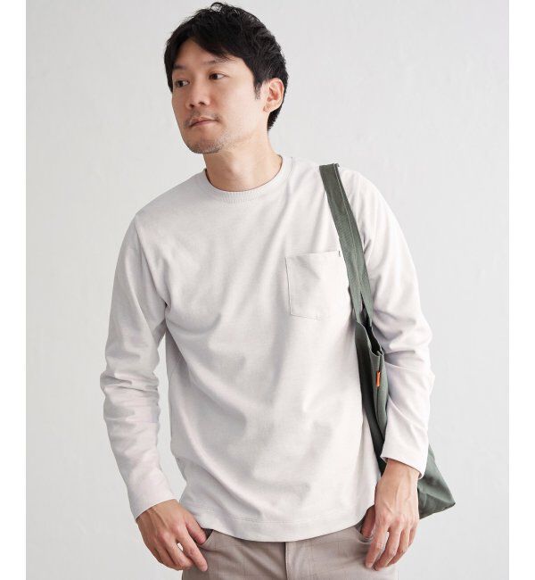 ikka「ライトダンボールWフェイスロンT」|Tシャツ・カットソー|