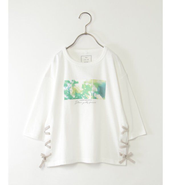 ikka kids「【親子コーデ】フォトロゴ脇レースアップ7分袖Tシャツ（120~160cm）」|Tシャツ・カットソー|
