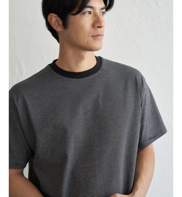 ikka「【お得だ値】冷感コットンドロストボーダーTシャツ」|Tシャツ・カットソー|