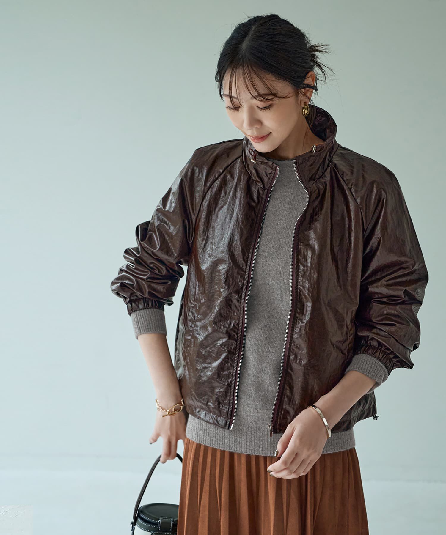 STYLE DELI「シワ加工フェイクレザーブルゾン」|その他|ブラウン