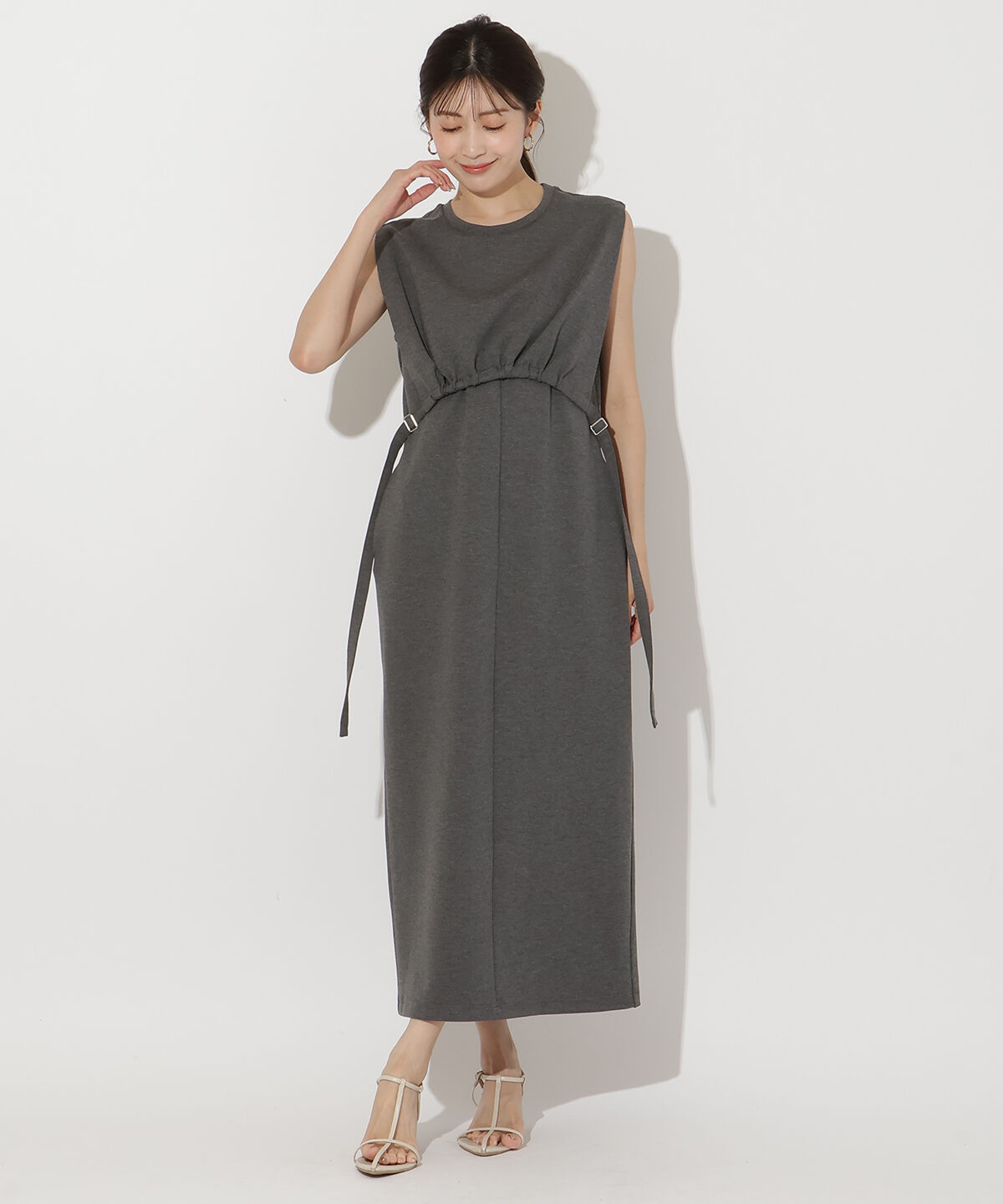 アンドクチュール「リラックスポンチワンピース」|ワンピース|グレー