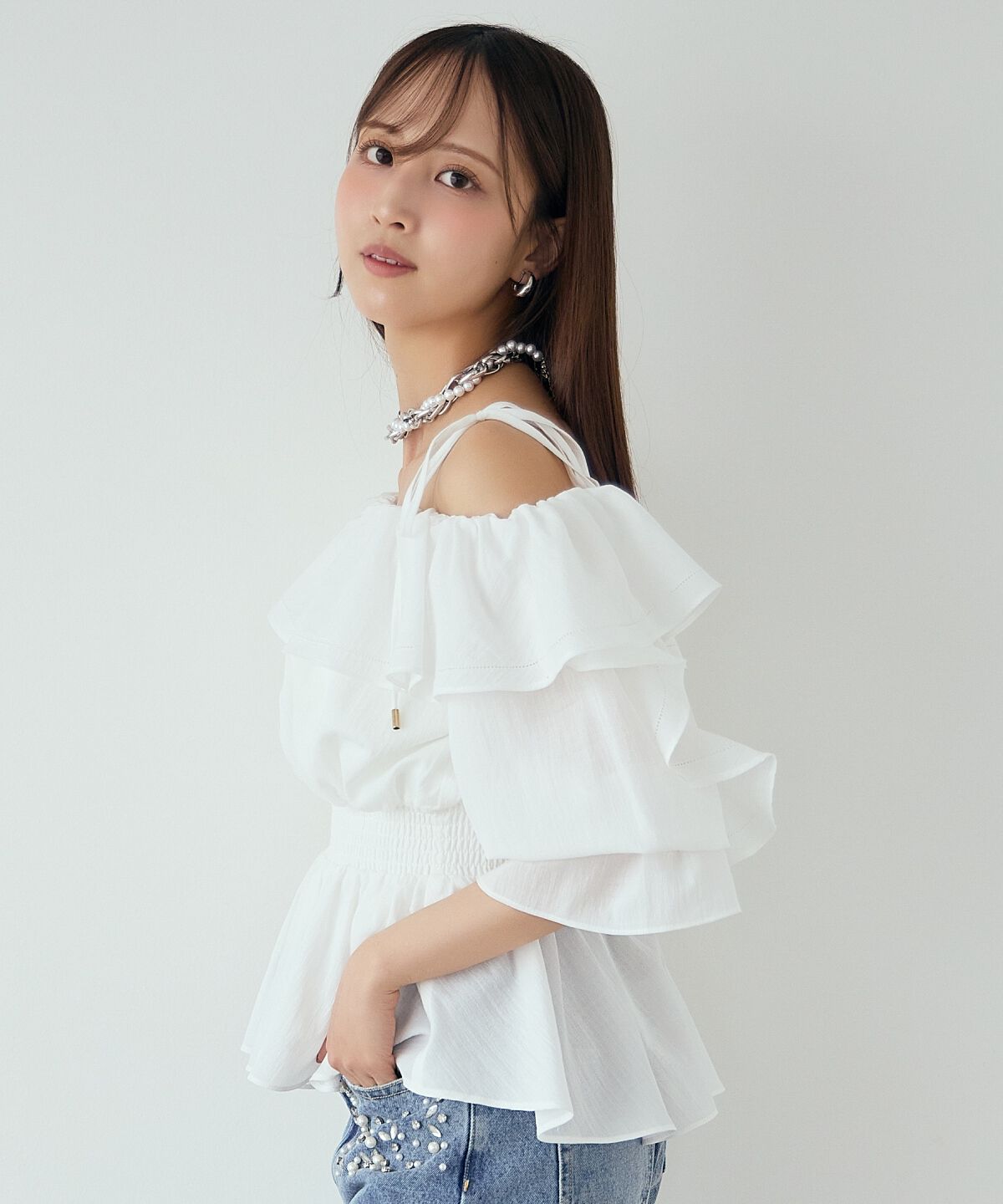 アンドクチュール「オフショルフリルブラウス」|シャツ・ブラウス|